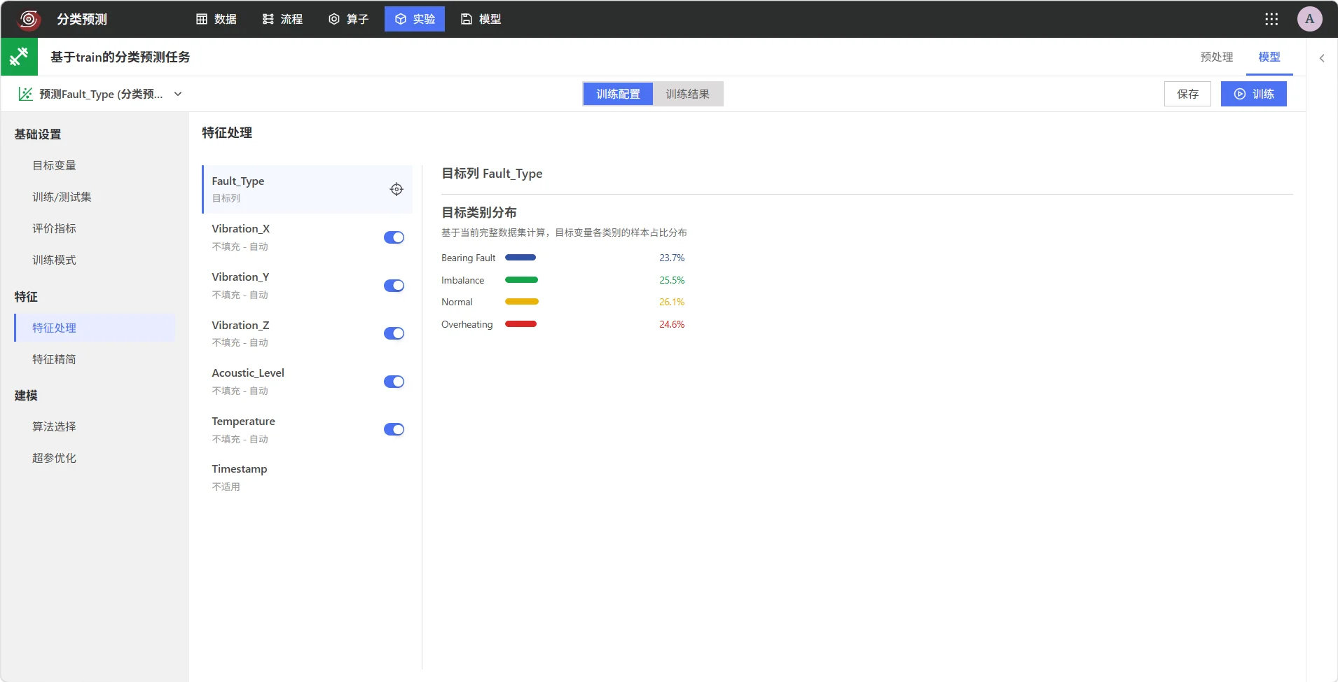 配置分类预测特征